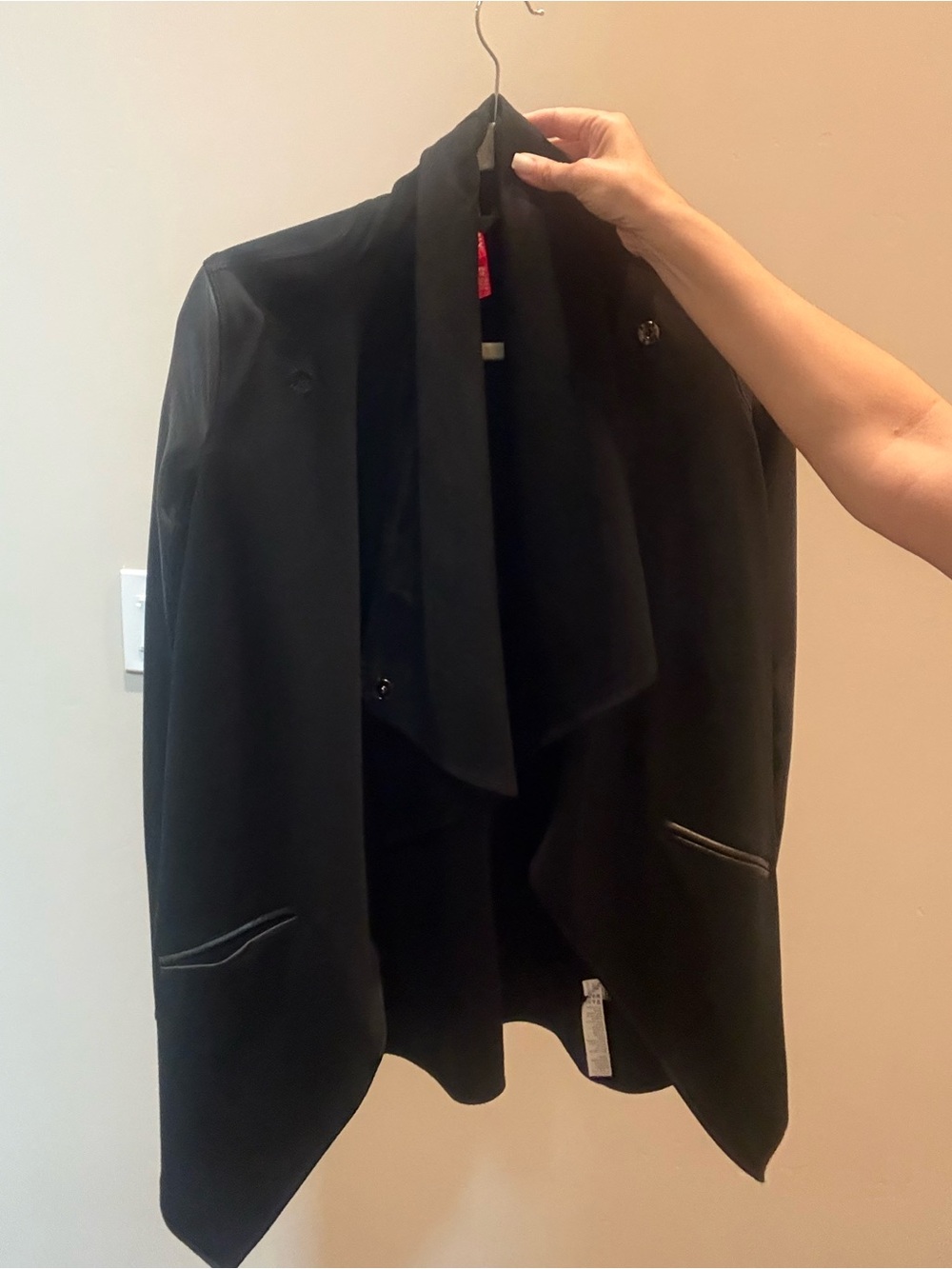 Women's Black Spanx Open-Front Draped Blazer Jacket